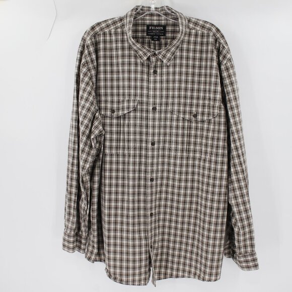 Filson Shirt Men's 3XL Button Up Long Sleeve Cotton Check Pockets plaid